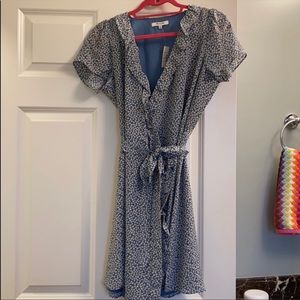 Madewell silk floral tie waist dress